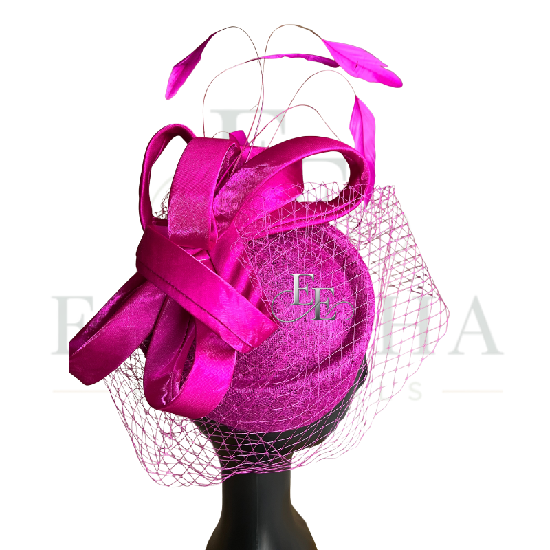 Hot Pink Birdcage Veil Fascinator