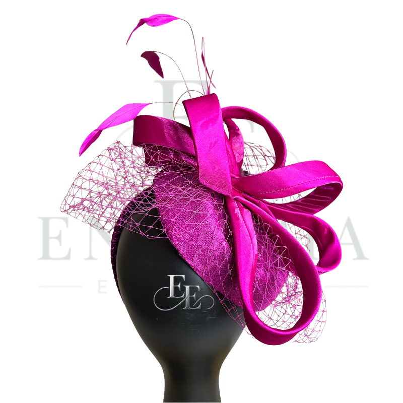 Hot Pink Birdcage Veil Fascinator