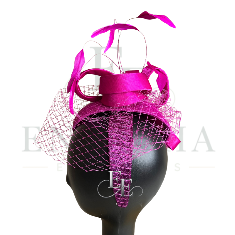 Hot Pink Birdcage Veil Fascinator