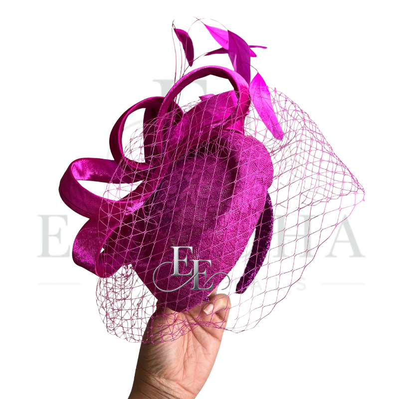 Hot Pink Birdcage Veil Fascinator