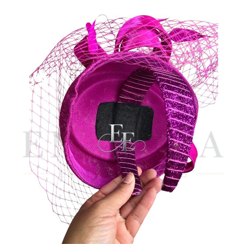 Hot Pink Birdcage Veil Fascinator