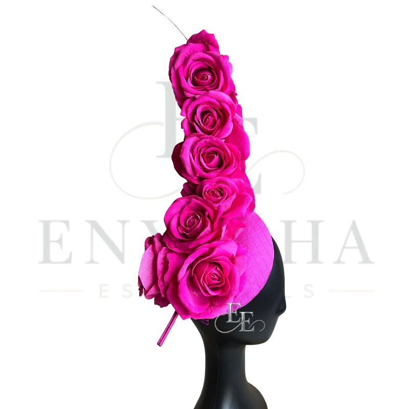 Hot Pink Floral Couture Fascinator Headband