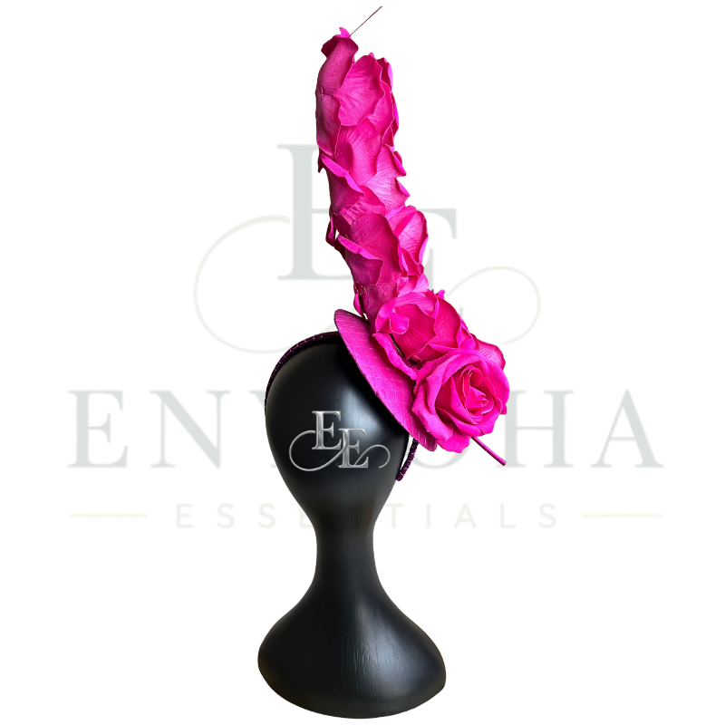 Hot Pink Floral Couture Fascinator Headband