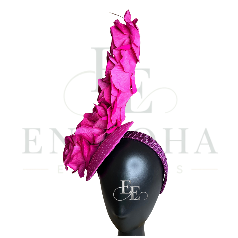Hot Pink Floral Couture Fascinator Headband