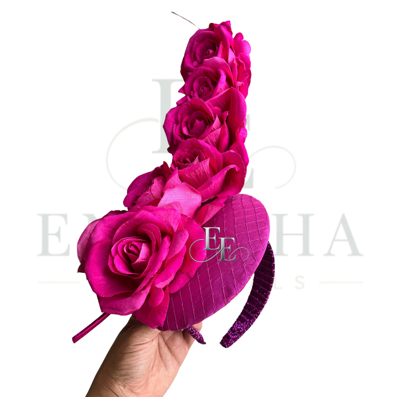 Hot Pink Floral Couture Fascinator Headband