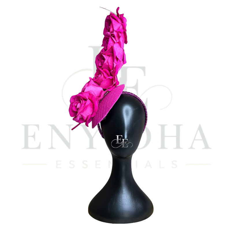 Hot Pink Floral Couture Fascinator Headband