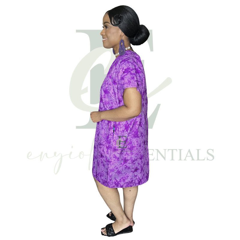 Lavender Tie-Dye Open Back Short Boubou