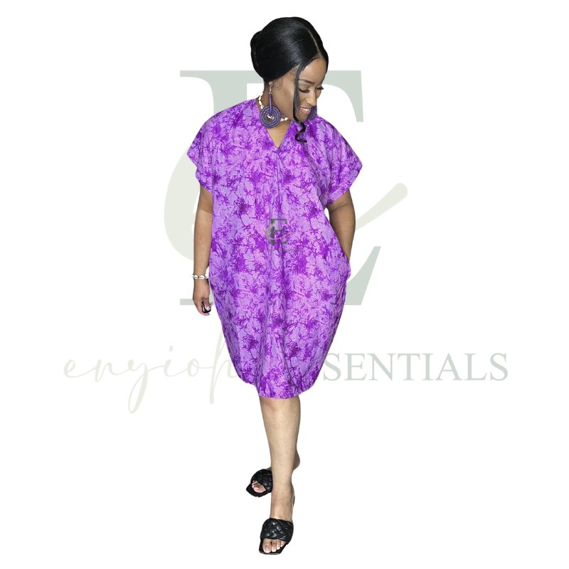 Lavender Tie-Dye Open Back Short Boubou