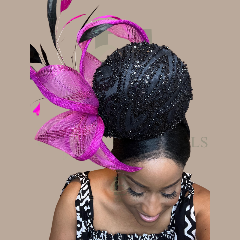 Midnight Bloom Beaded Fascinator