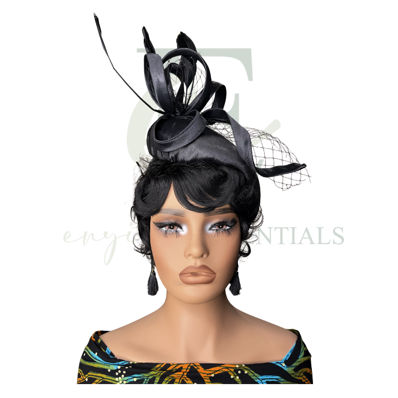 Midnight Elegance Teardrop Pillbox Fascinator