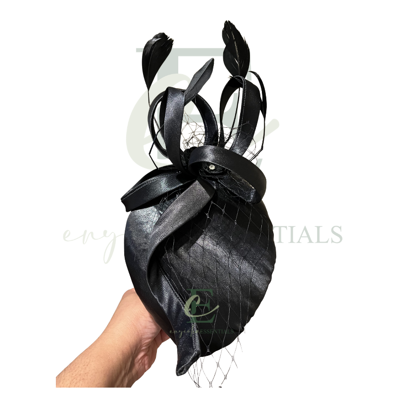 Midnight Elegance Teardrop Pillbox Fascinator
