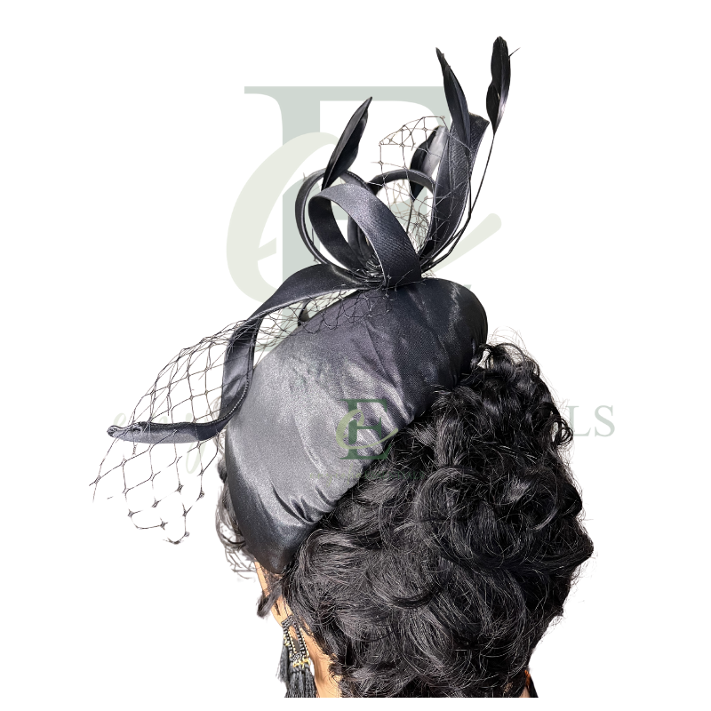 Midnight Elegance Teardrop Pillbox Fascinator