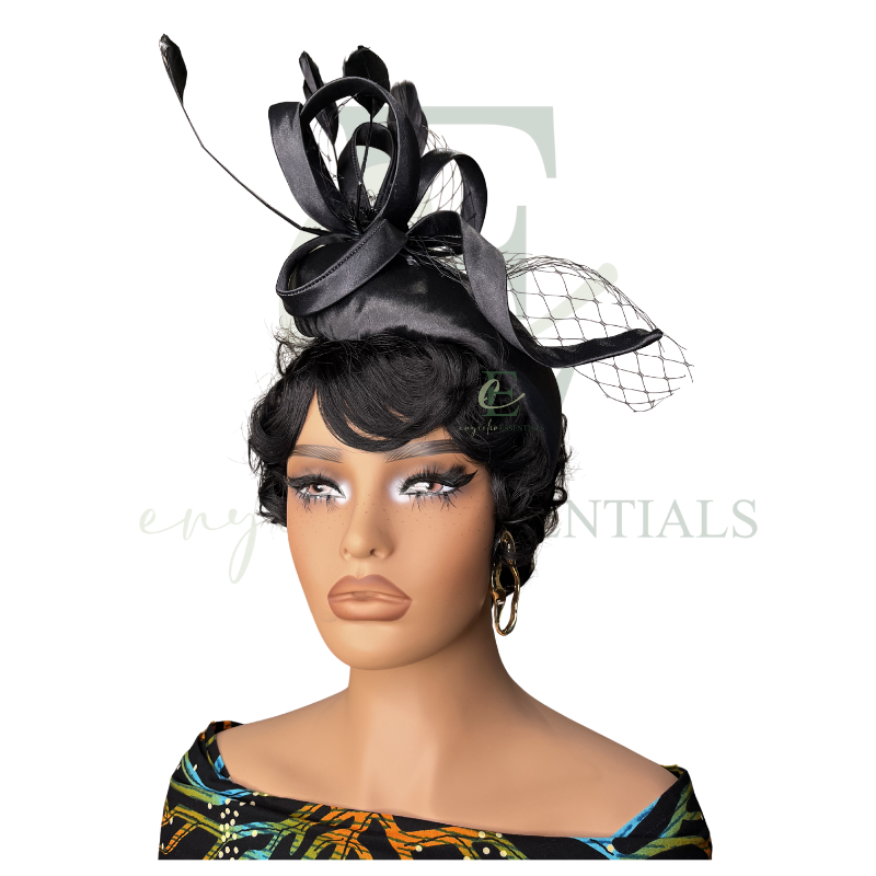 Midnight Elegance Teardrop Pillbox Fascinator