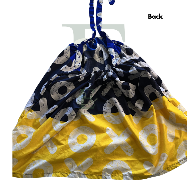 Navy Gold XO Halter Swing Dress