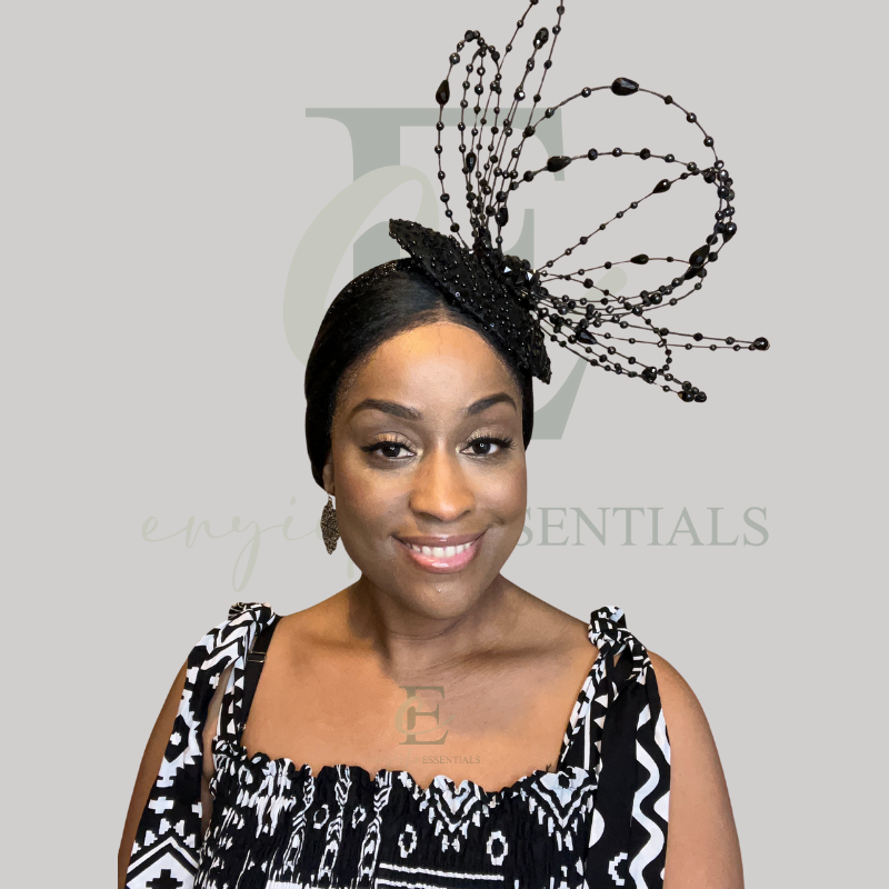 Noir Radiance Black Beaded Fascinator