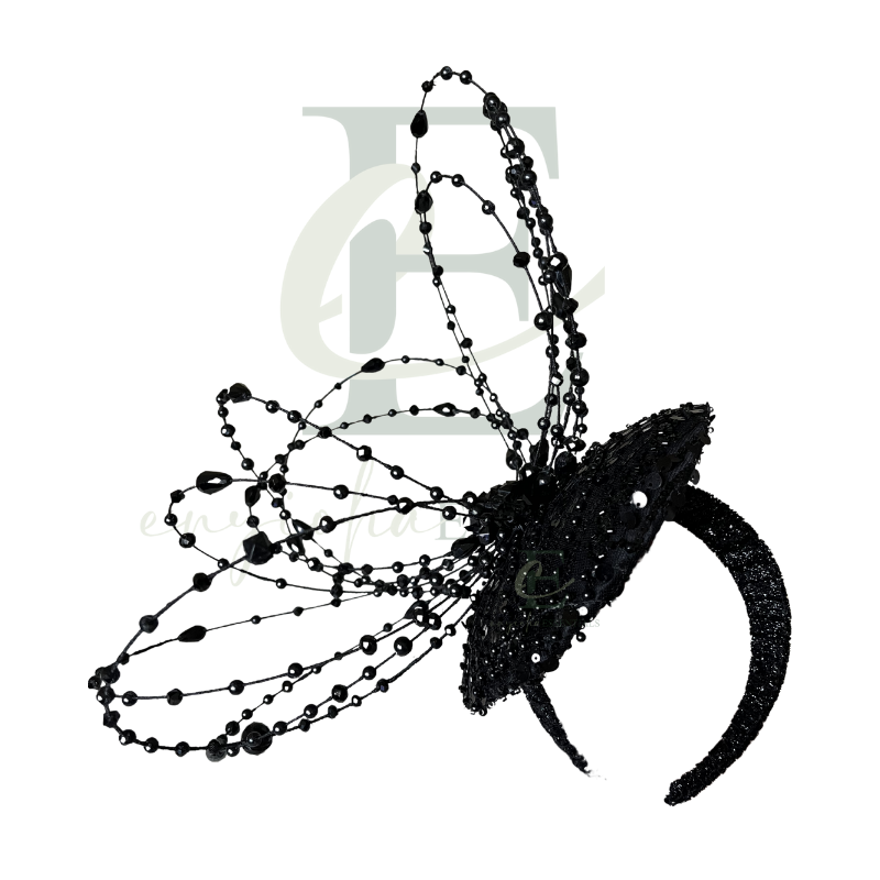 Noir Radiance Black Beaded Fascinator