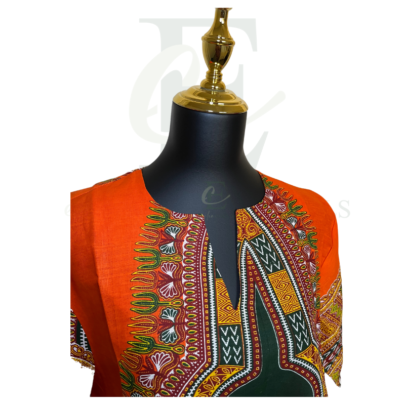 Orange Heritage Dashiki Men’s Shirt | Size: 2XL (XXL)