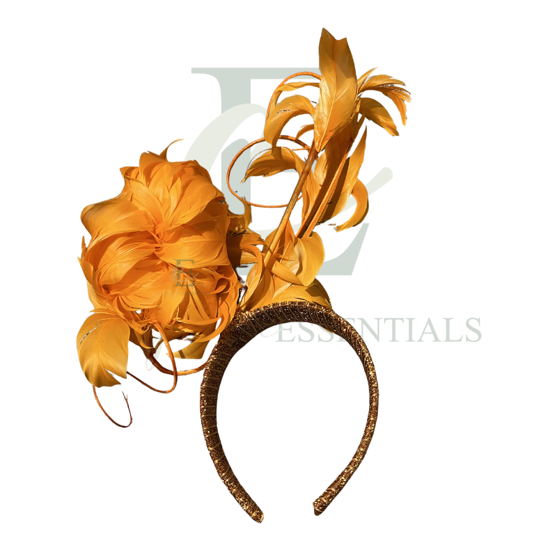 Orange Peony Feather Fascinator