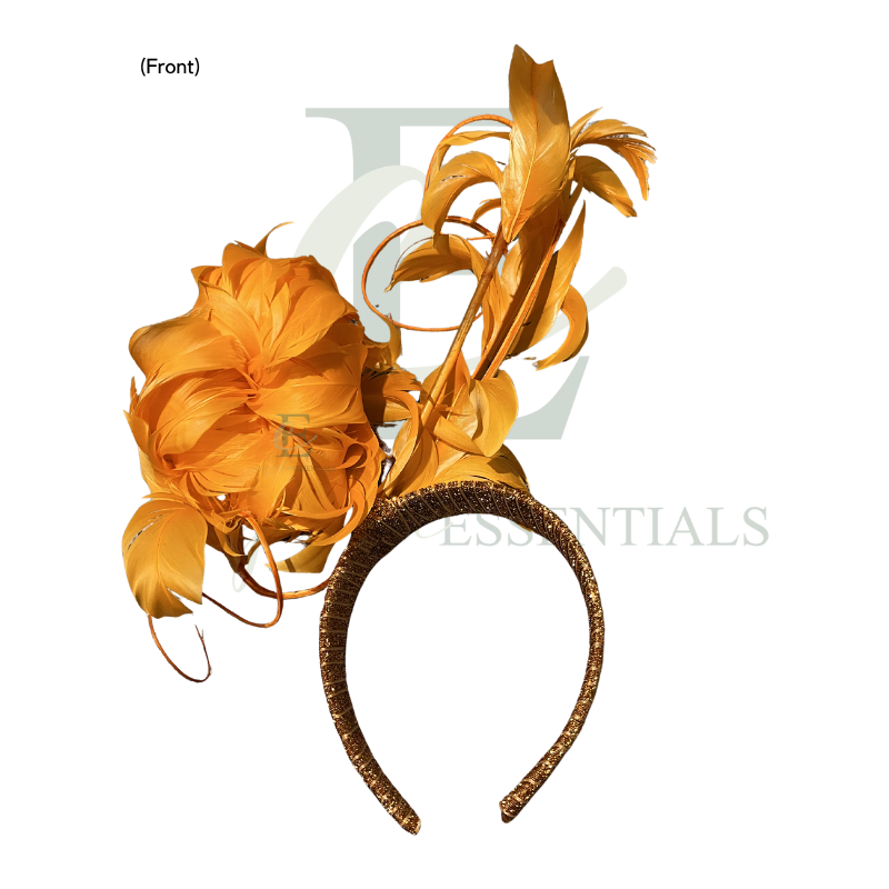 Orange Peony Feather Fascinator
