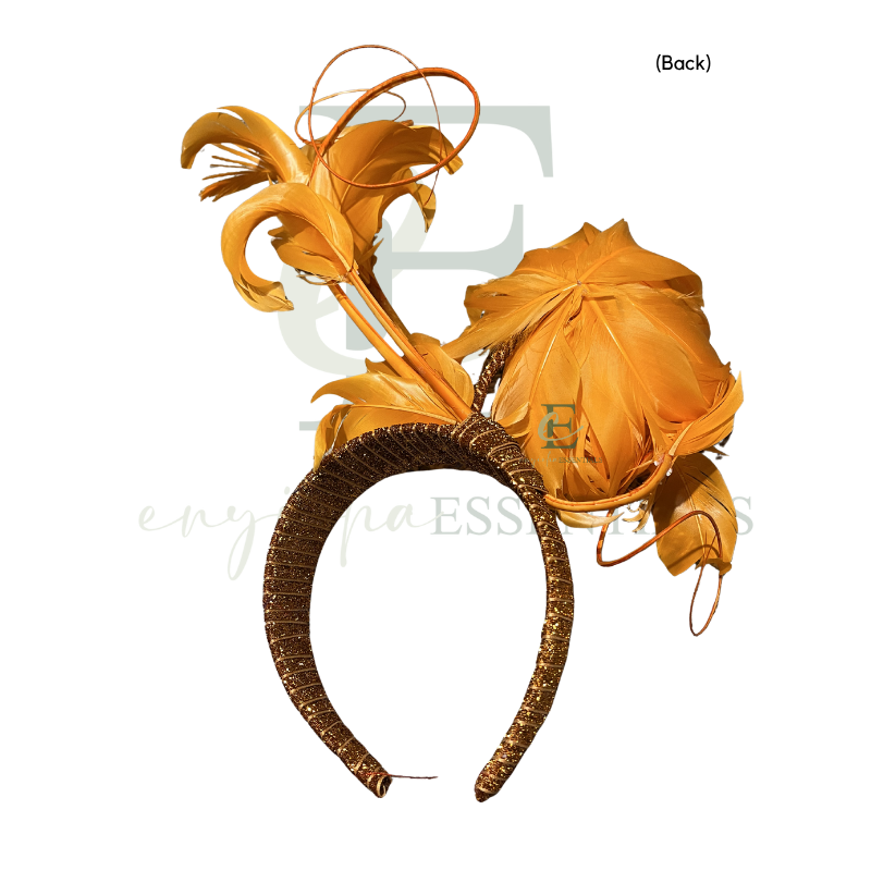 Orange Peony Feather Fascinator