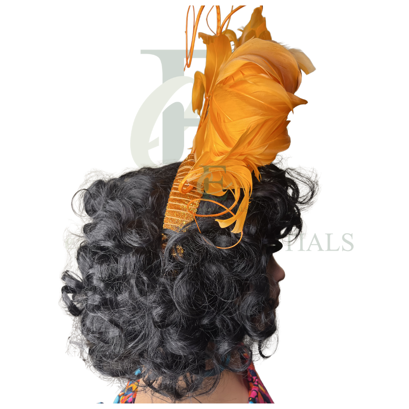 Orange Peony Feather Fascinator