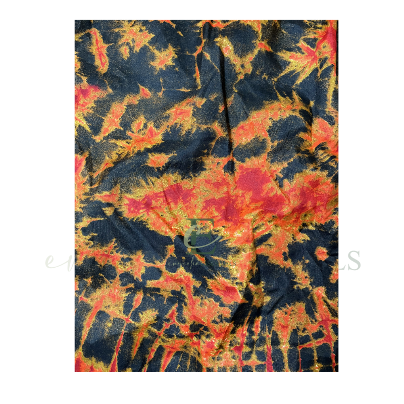 Orange & Black Tie-Dye Halter Long Maxi Dress