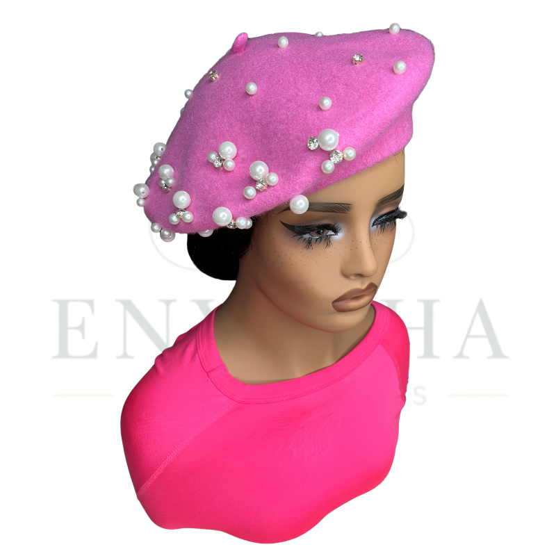 Pearl-Embellished Beret