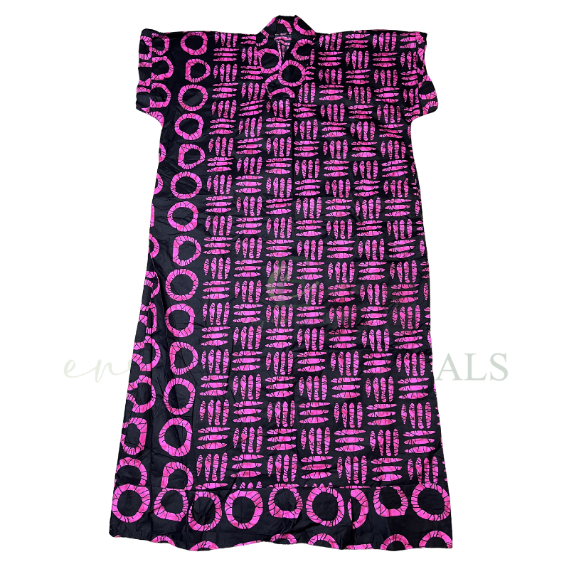 Pink & Black African Print Boubou Dress