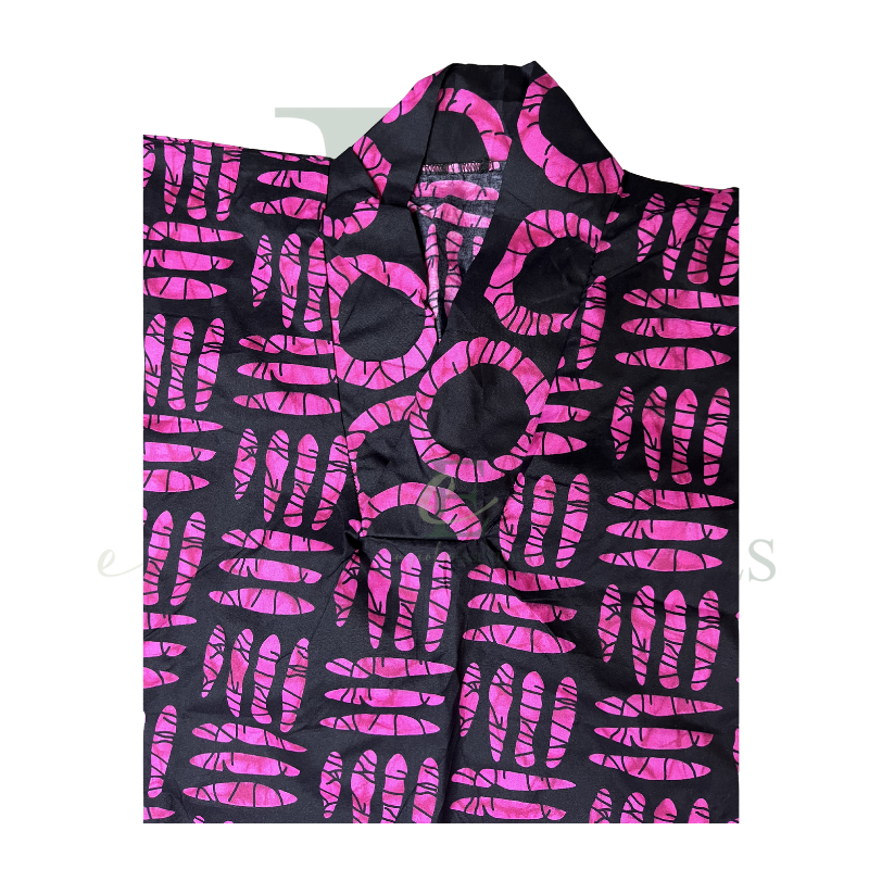 Pink & Black African Print Boubou Dress