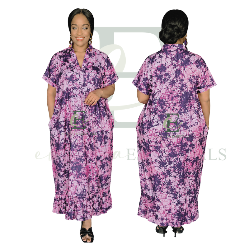 Pink & Purple Tie-Dye Boubou Dress