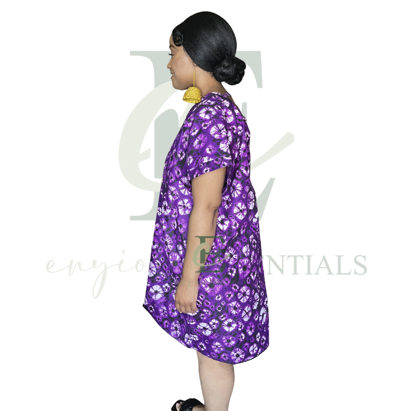 Purple African Print Open Back Short Boubou