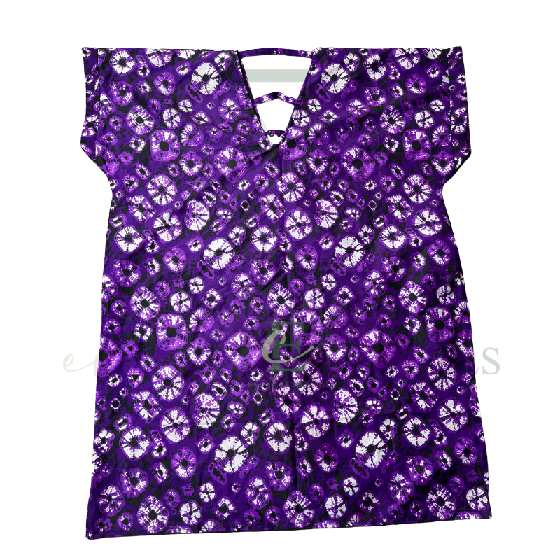 Purple African Print Open Back Short Boubou