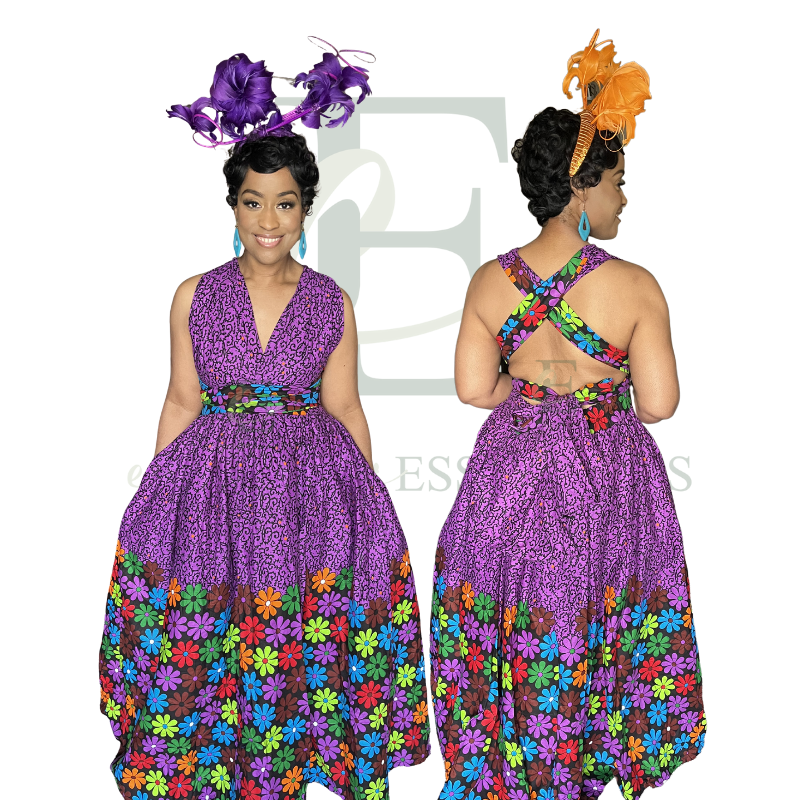 Purple Ankara Infinity Gown