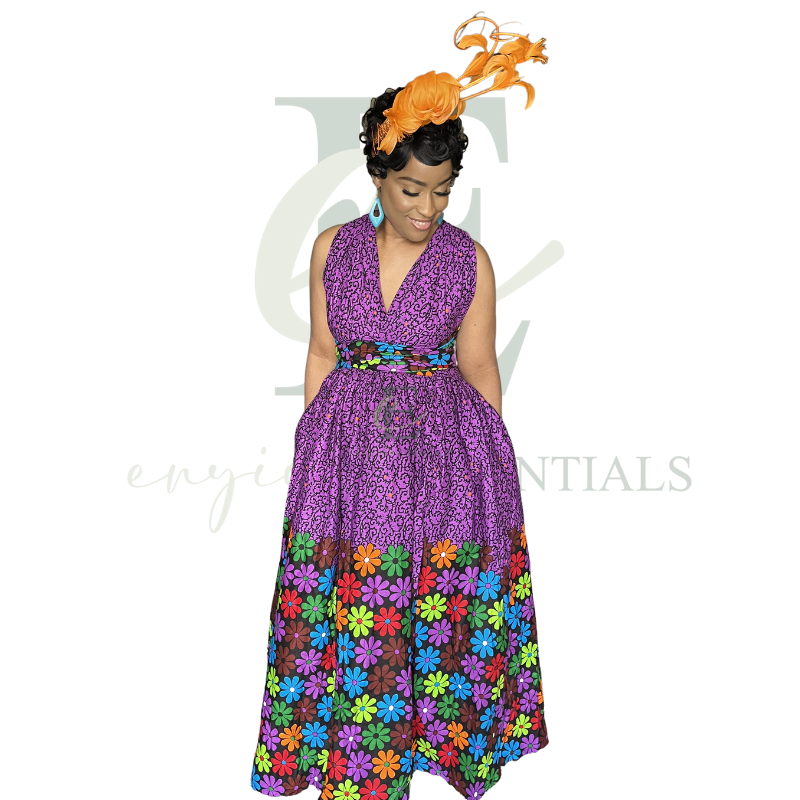 Purple Ankara Infinity Gown
