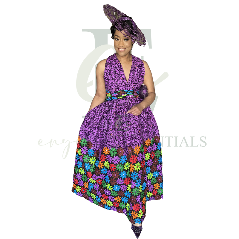 Purple Ankara Infinity Gown