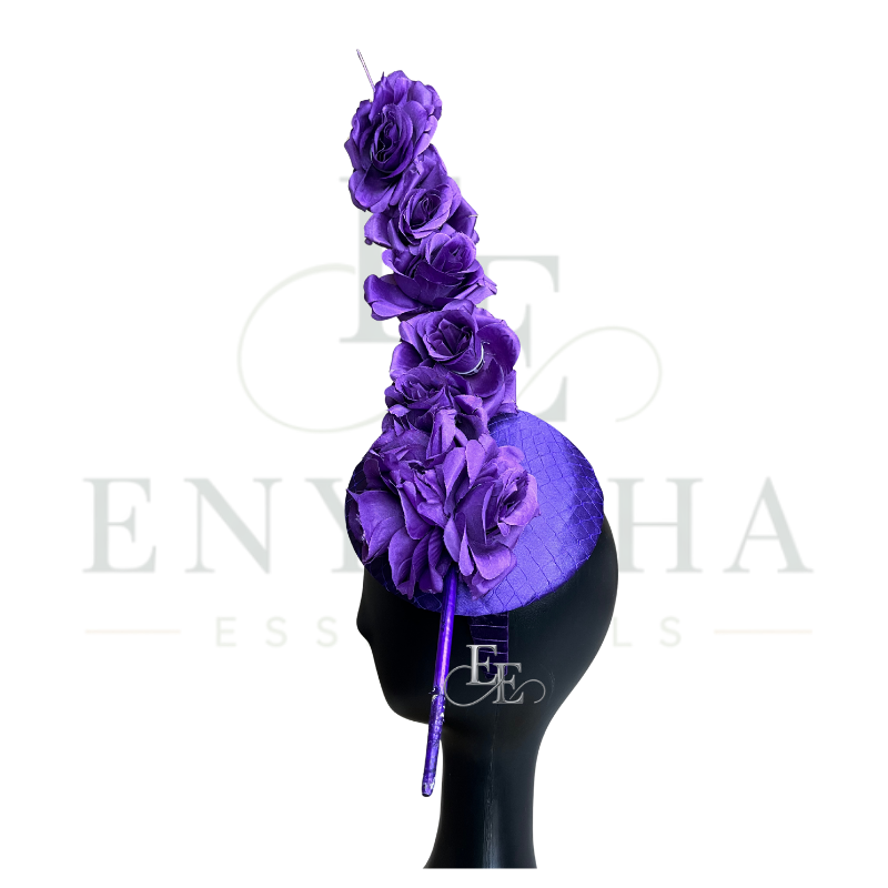 Purple Floral Couture Fascinator Headband