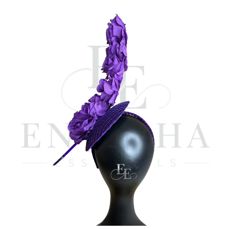 Purple Floral Couture Fascinator Headband