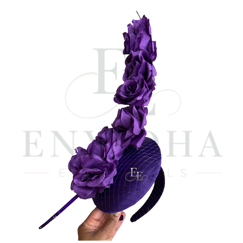 Purple Floral Couture Fascinator Headband