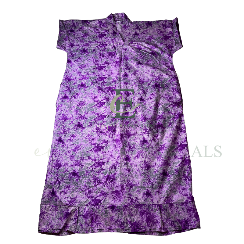 Purple & Gray Tie-Dye Ankara Boubou Dress