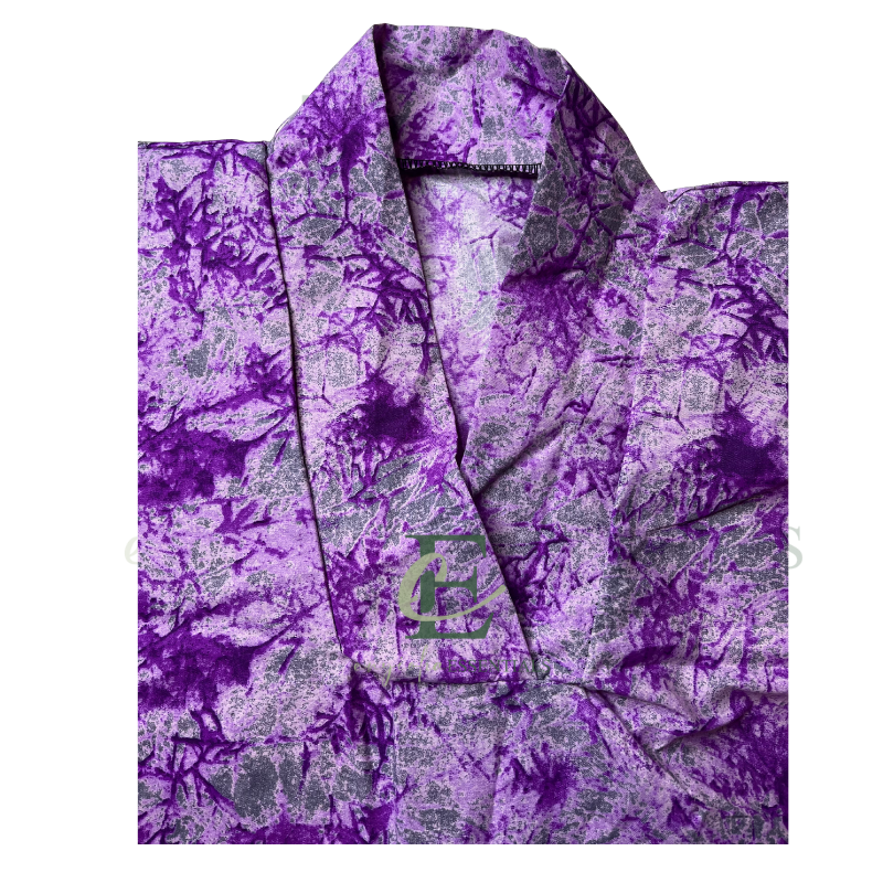 Purple & Gray Tie-Dye Ankara Boubou Dress