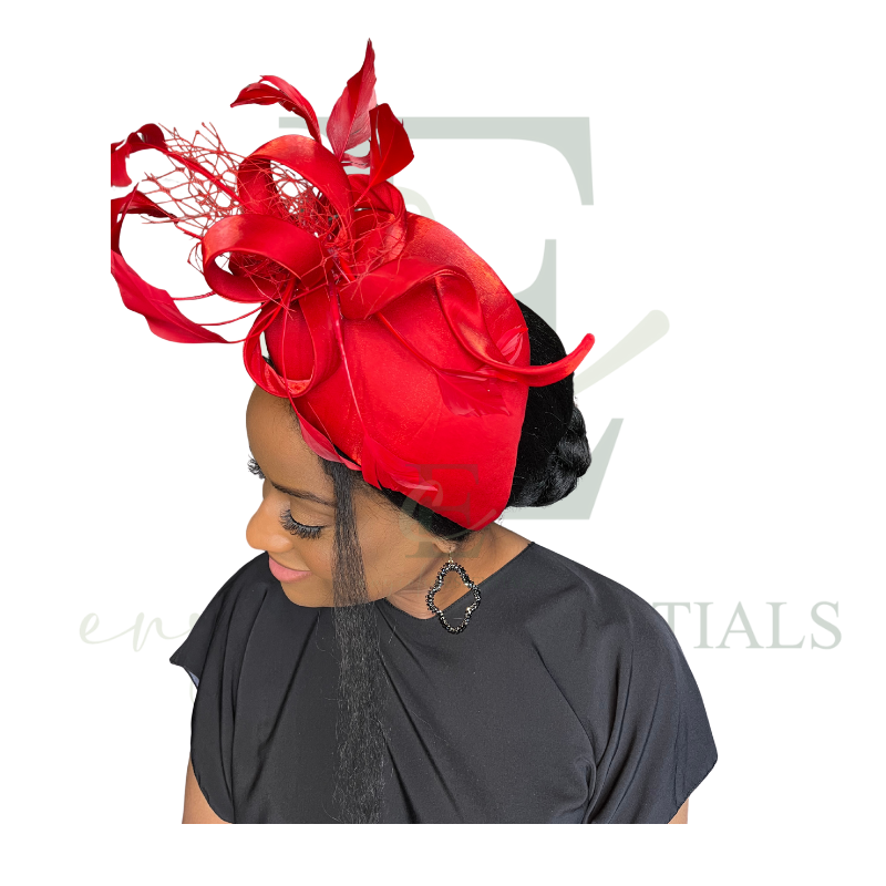 Radiant Luxury Red Statement Fascinator Hat