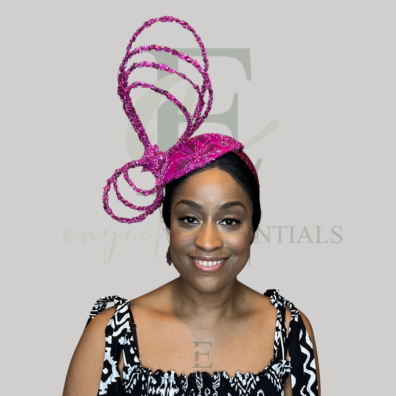 Radiant Pink Rose Beaded Fascinator