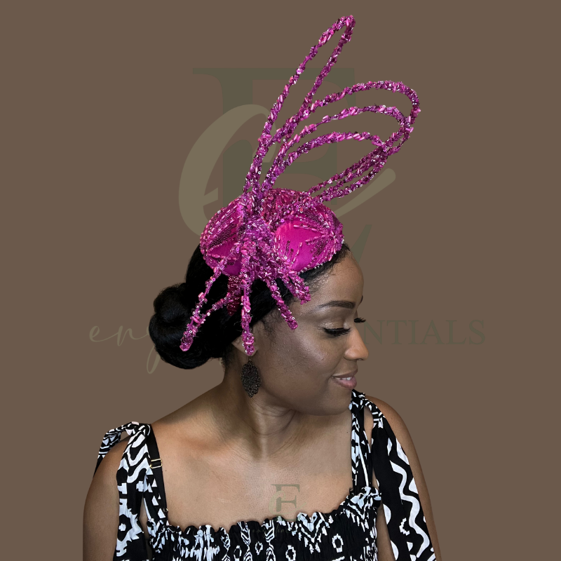 Radiant Pink Rose Beaded Fascinator