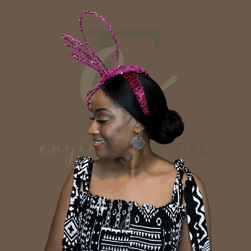 Radiant Pink Rose Beaded Fascinator