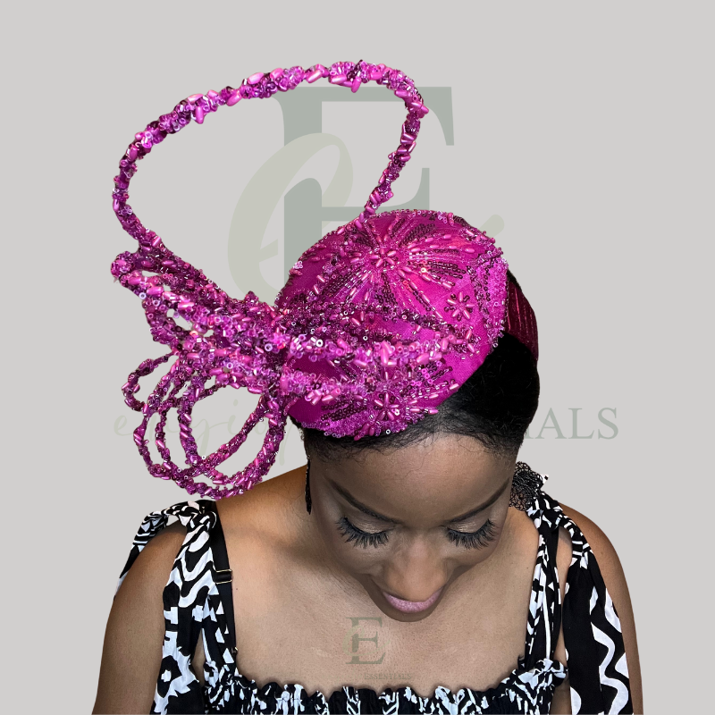 Radiant Pink Rose Beaded Fascinator