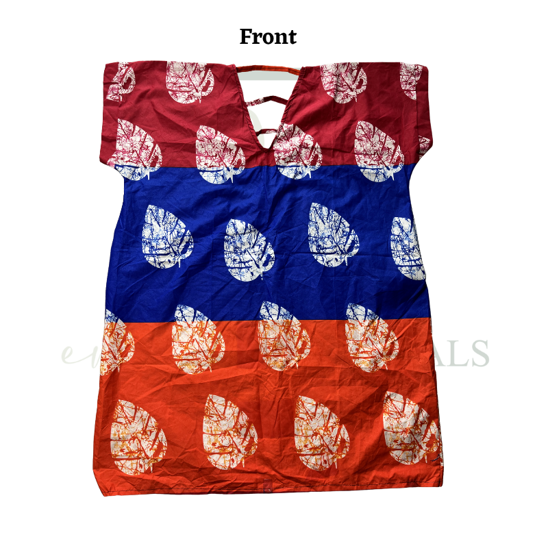Red Blue & Orange Print Open Back Short Boubou