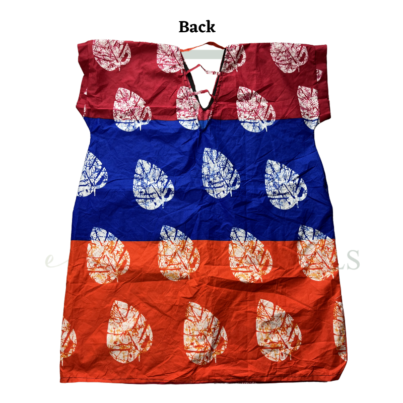 Red Blue & Orange Print Open Back Short Boubou