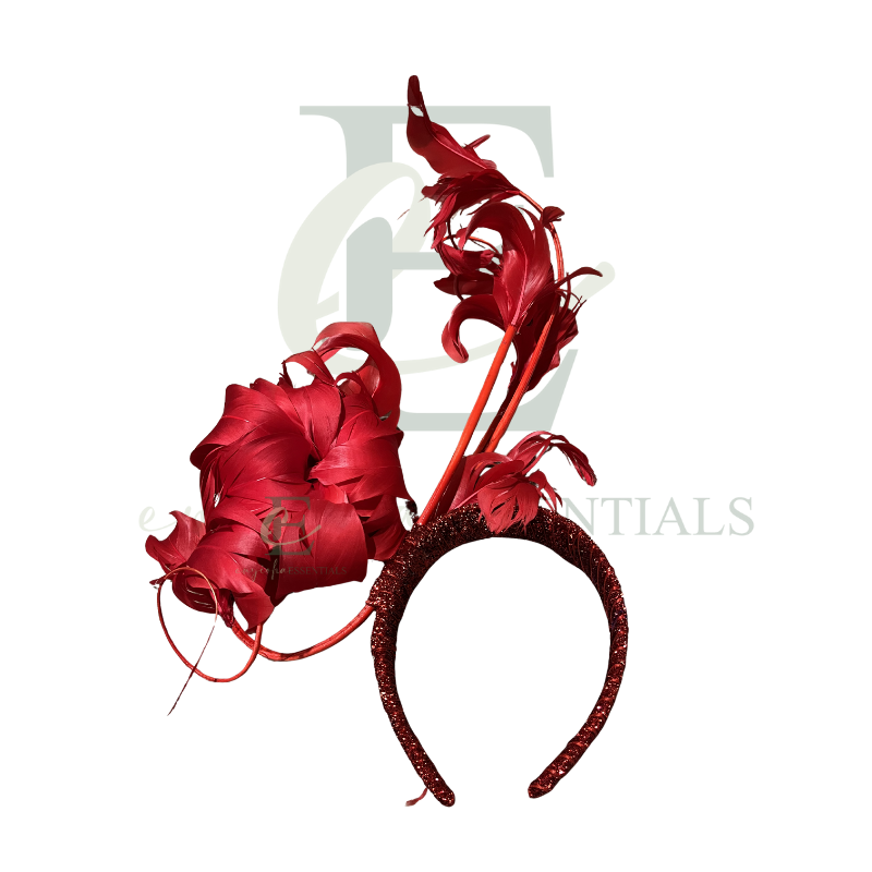 Red Peony Feather Fascinator