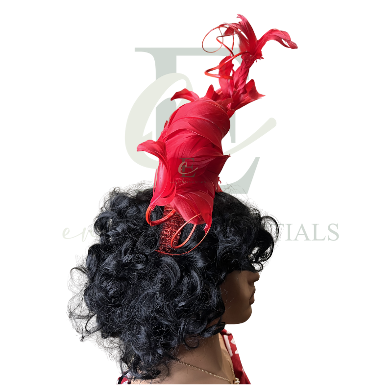 Red Peony Feather Fascinator