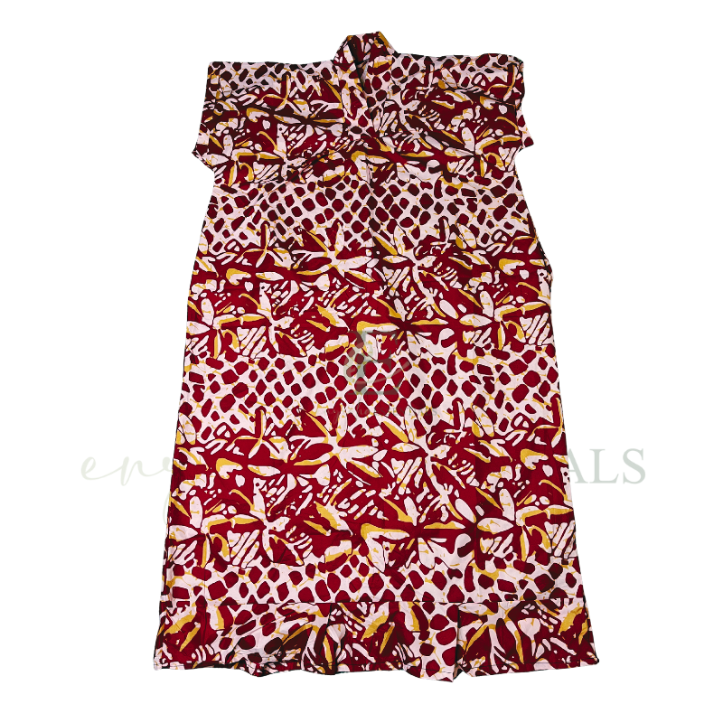 Red Tropical Print Boubou Dress